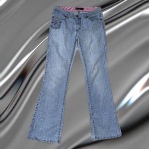 Vintage 2000s Fetish denim flare jeans.